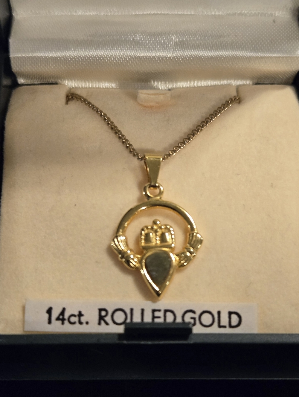 14ct Rolled Gold Claddagh Pendant Necklace - Gold